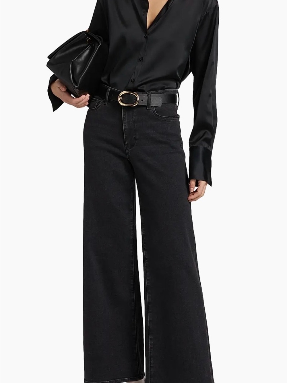 Frame Le Slim Palazzo Wide Leg High-Rise Black Jeans size 27